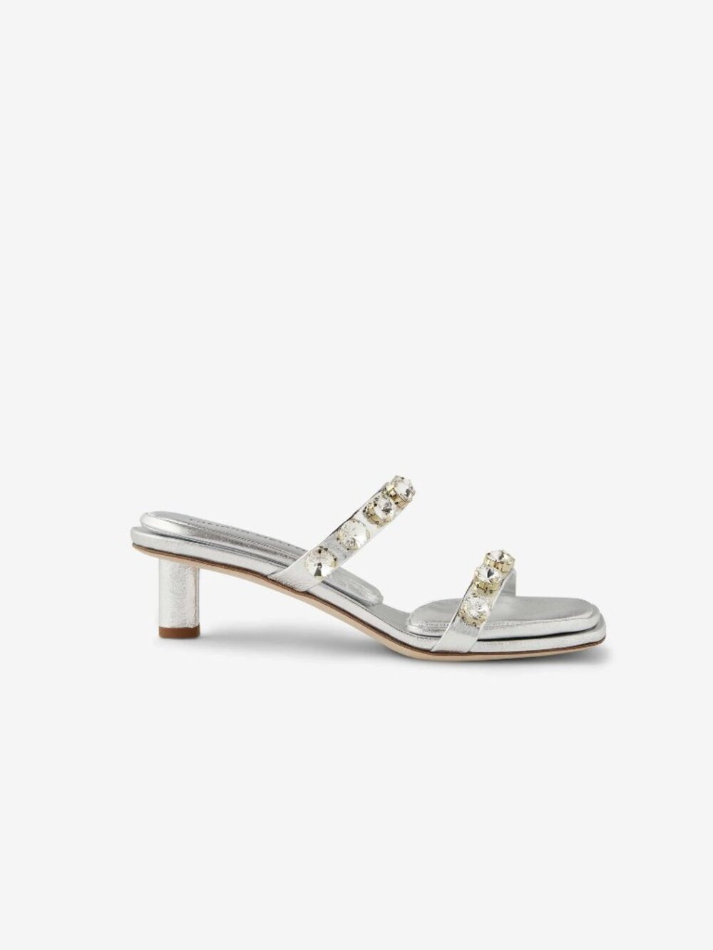 TAMARA MELLON Not a Lost Cause Silver Leather Sandals Heels Sz 37 US 7 NEW NWOB